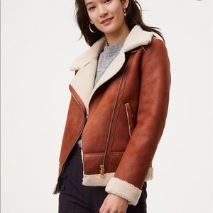 LOFT faux suede aviator jacket S/P